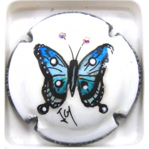 CAUX DOMINIQUE PALM PAPILLON BLEU AVEC 2 STRASS