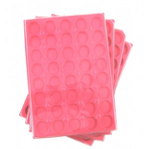 A31-PLATEAU 40 CASES RONDES PLASTIQUE ROSE + COUVERCLES PAR 10