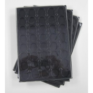 A29-PLATEAU 40 CASES RONDES PLASTIQUE NOIR + COUVERCLES PAR 100