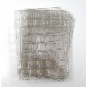 A52-PLATEAU 40 CASES CARREES EN PLASTIQUE TRANSPARENT PAR 10