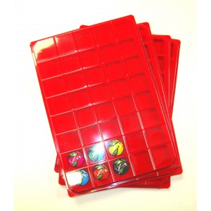 C32-PLATEAU 40 CASES CARREES VELOURS ROUGE + COUVERCLE PAR 100